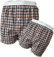 Embrator 2-stuks mannen Boxershorts geweven katoen wit/beige/donkerblauw maat M