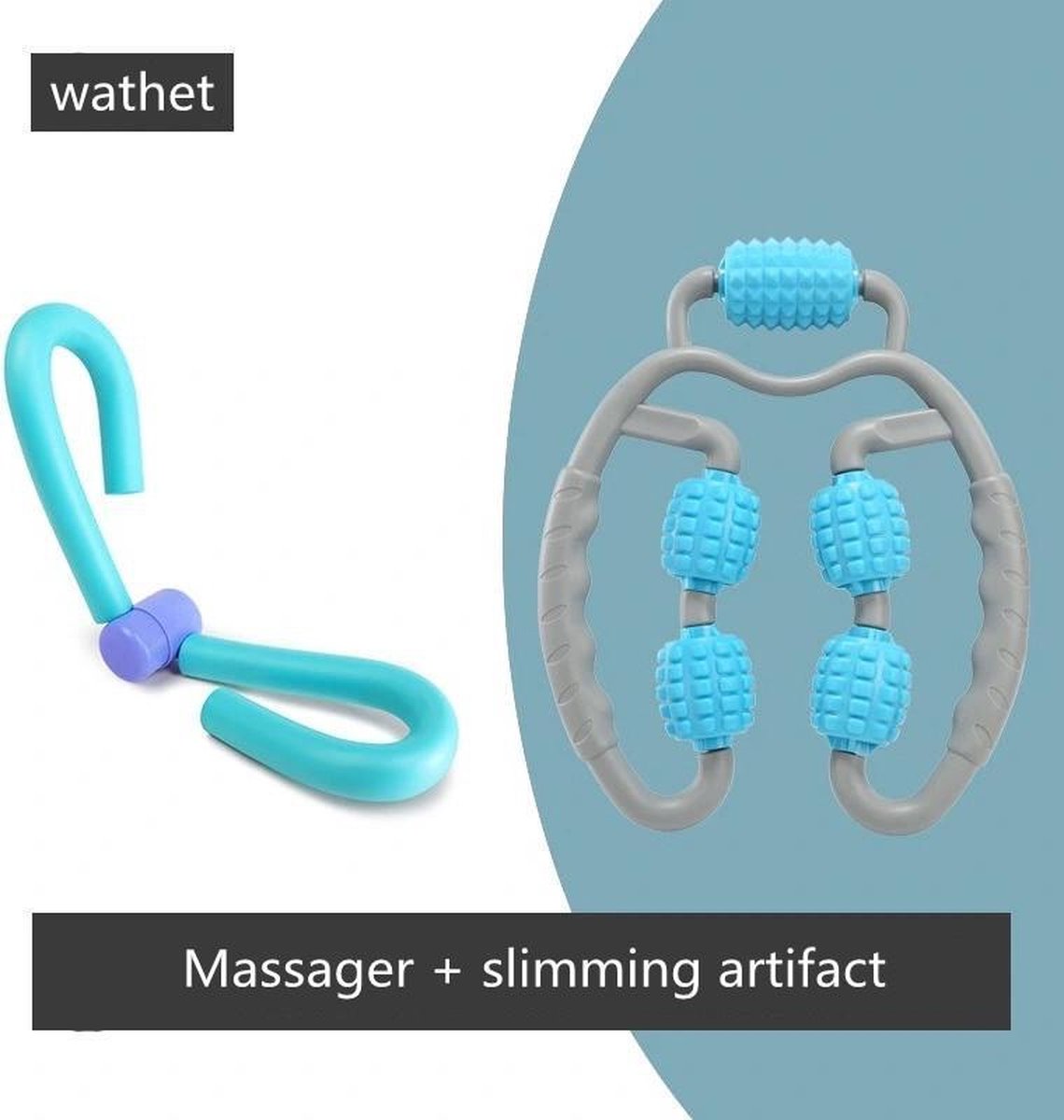 TDR - Fitness & Massage set - 1x Multifunctionele fitness en afslank klem & 1x Massage handvat met Rollers
