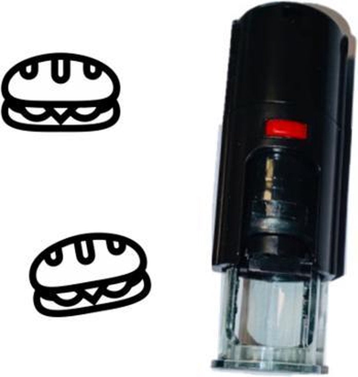 Stempel of Stempeltje van een Broodje of Pistoletje met 10mm rond met zwarte inkt