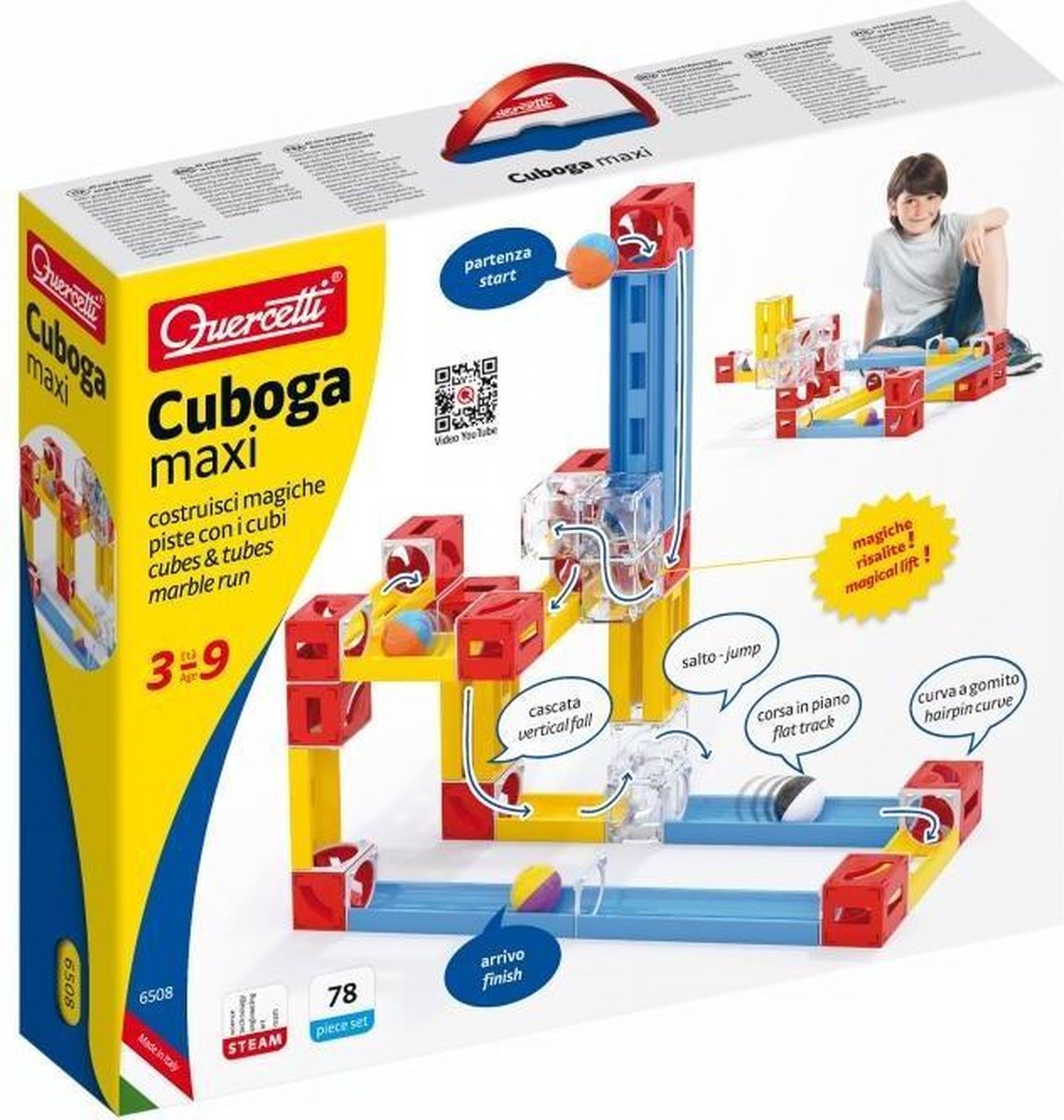 Quercetti Bouwset Cuboga Parcours Met Ballen Geel