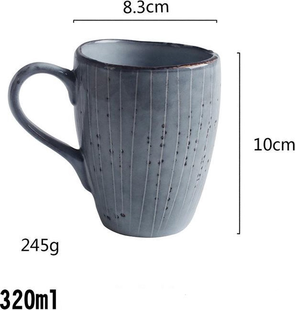 TDR - 4x Mok- porselein - ⌀ 8.3CM (320ml) - Uniek gevormd