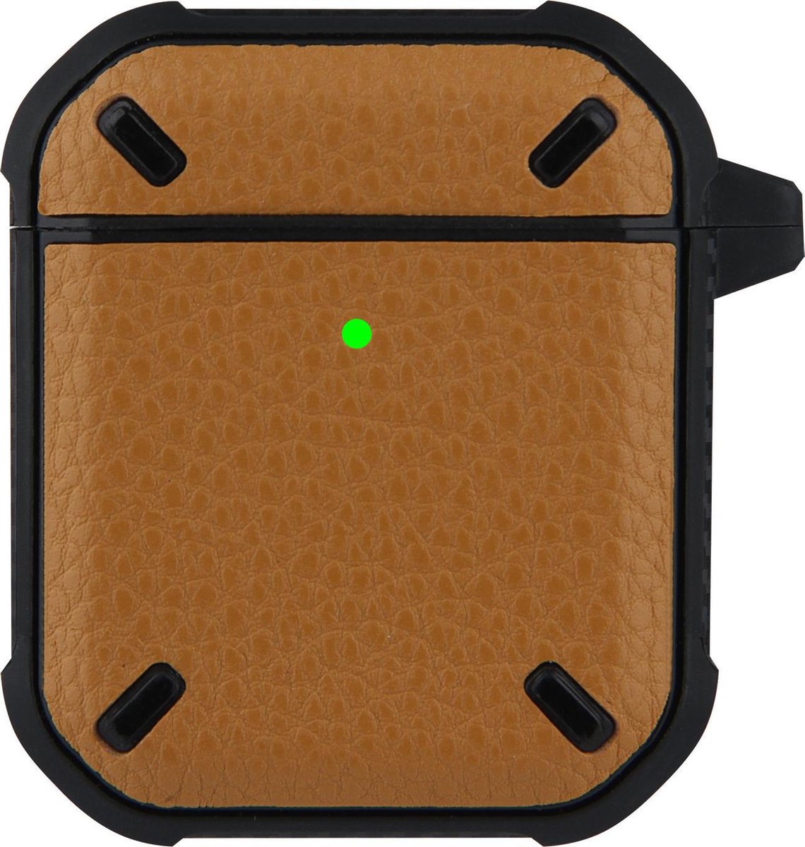 Apple Airpods Pro Lederlook Case - Softcase - Sleutelhanger - Silliconen - Leer - Apple Airpods - Geel
