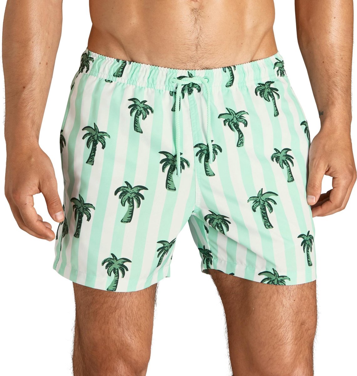 Björn Borg Loose Shorts Sylvester Palmstripe Blue Tint - heren zwemshort maat S