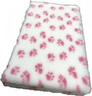 Vet Bed -- Wit + Roze Voetprint - Latex Anti-Slip 26mm- Rol van 10 meter/150cm breed