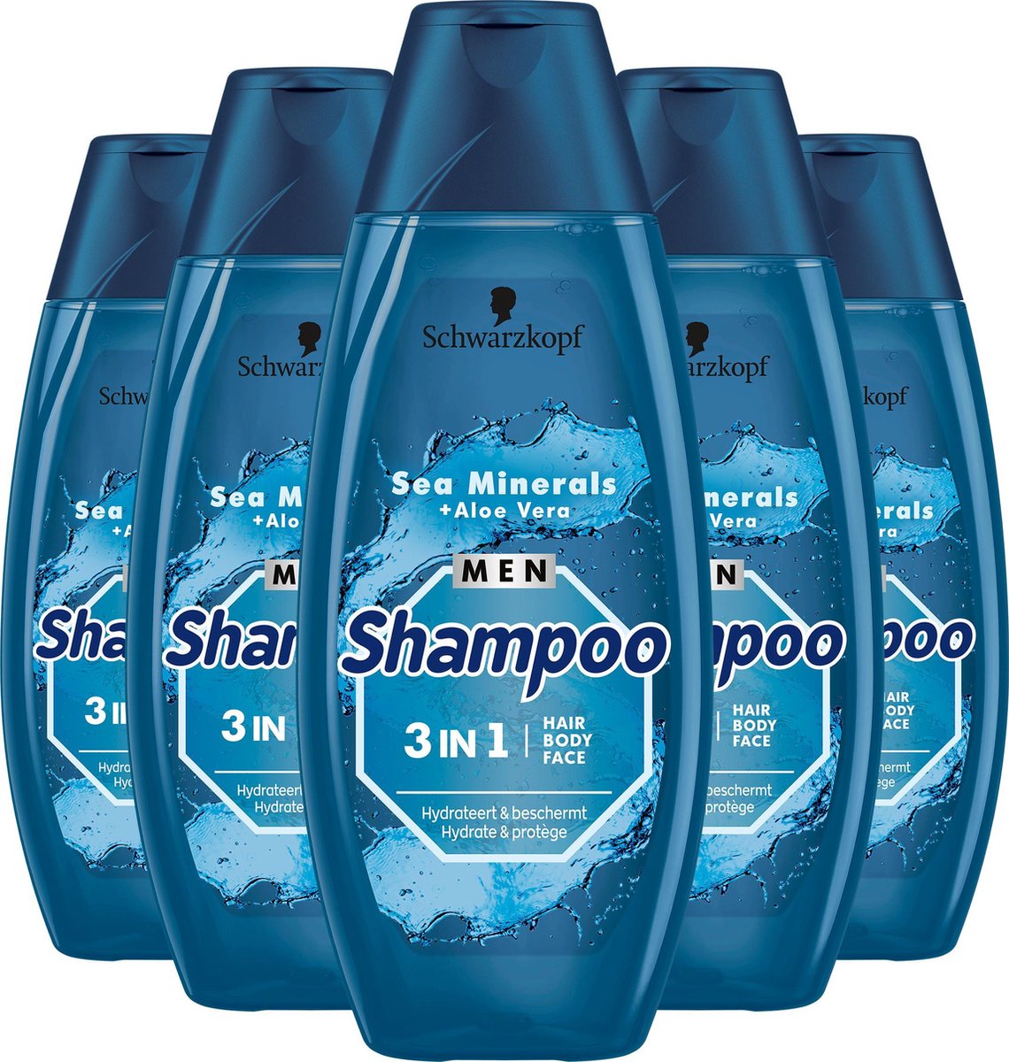 Schwarzkopf Men 3in1 Sea Minerals Shampoo 5x 400ml - Voordeelverpakking