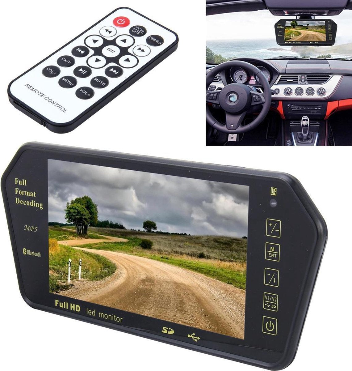 7 inch 480 * 234 TFT-LCD-kleurenmonitor voor achteruitrijcamera met Bluetooth MP5-speler