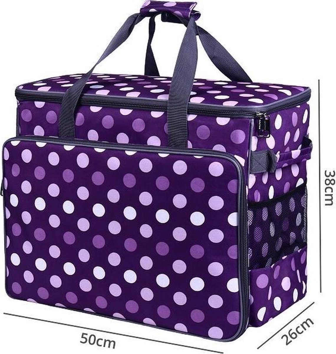 naaimachinetrolley tas lila met polkadots