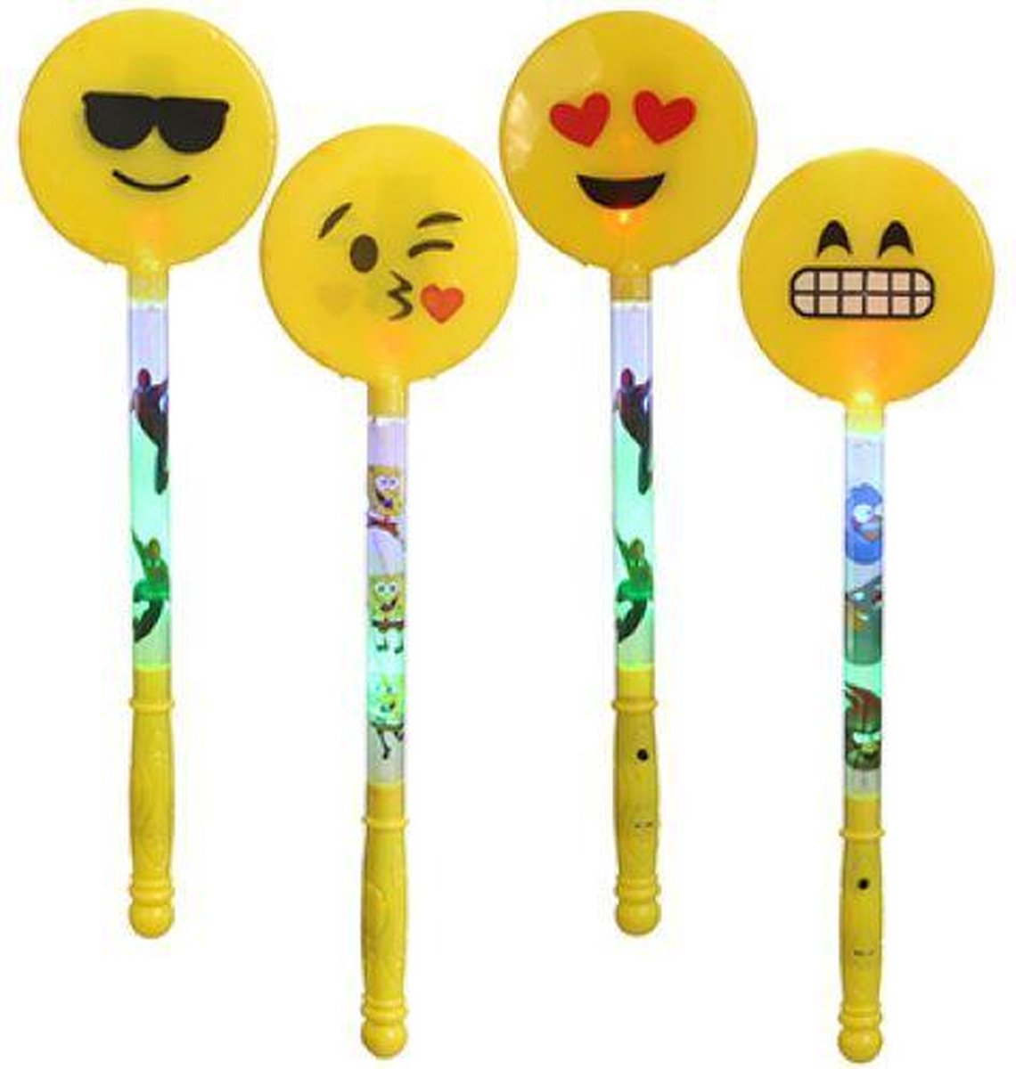 4 stuks Flashing lichtgevende Smiley stick 36 cm