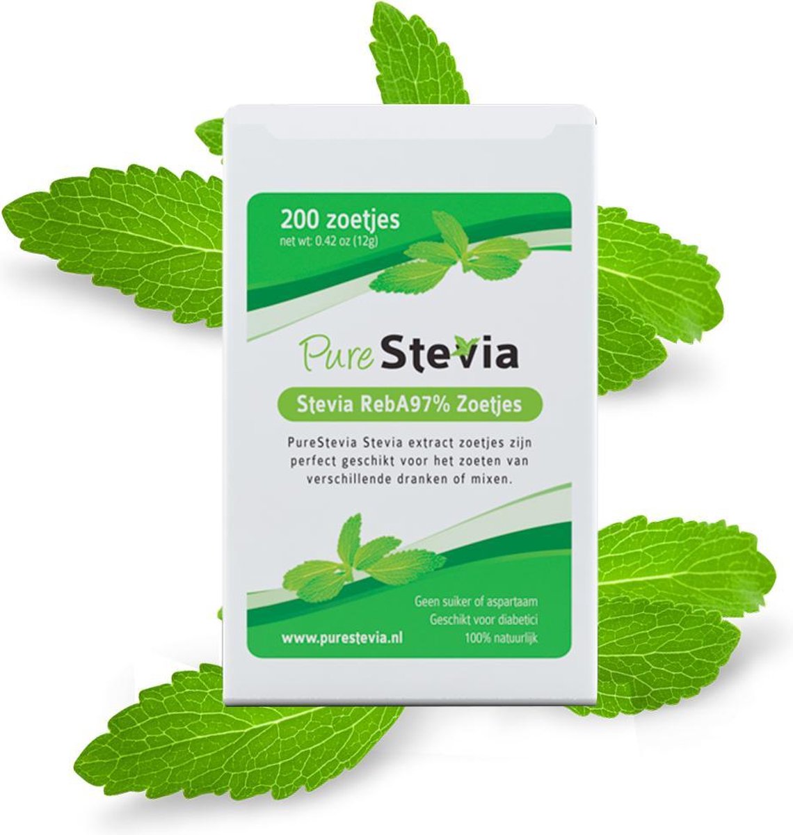 Stevia RebA97% zoetjes - In handige dispenser - Suikervervanger - Zoetstof zoetjes - Pakket aanbieding 3 stuks! - Purestevia