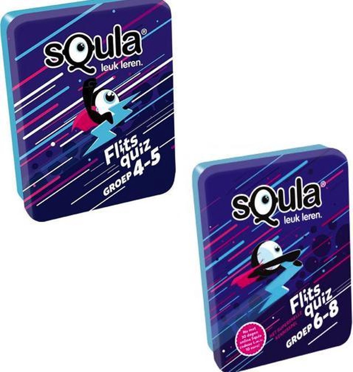 Educatieve spellenbundel - Squla - 2 stuks - Flitsquiz Groep 4 t/m 8 - Kaartspel