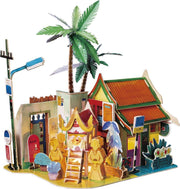 Robotime Zonnig Chiang Mai SJ407- Houten Modelbouw - Miniatuur Bouwpakket Huis met LED licht - DIY