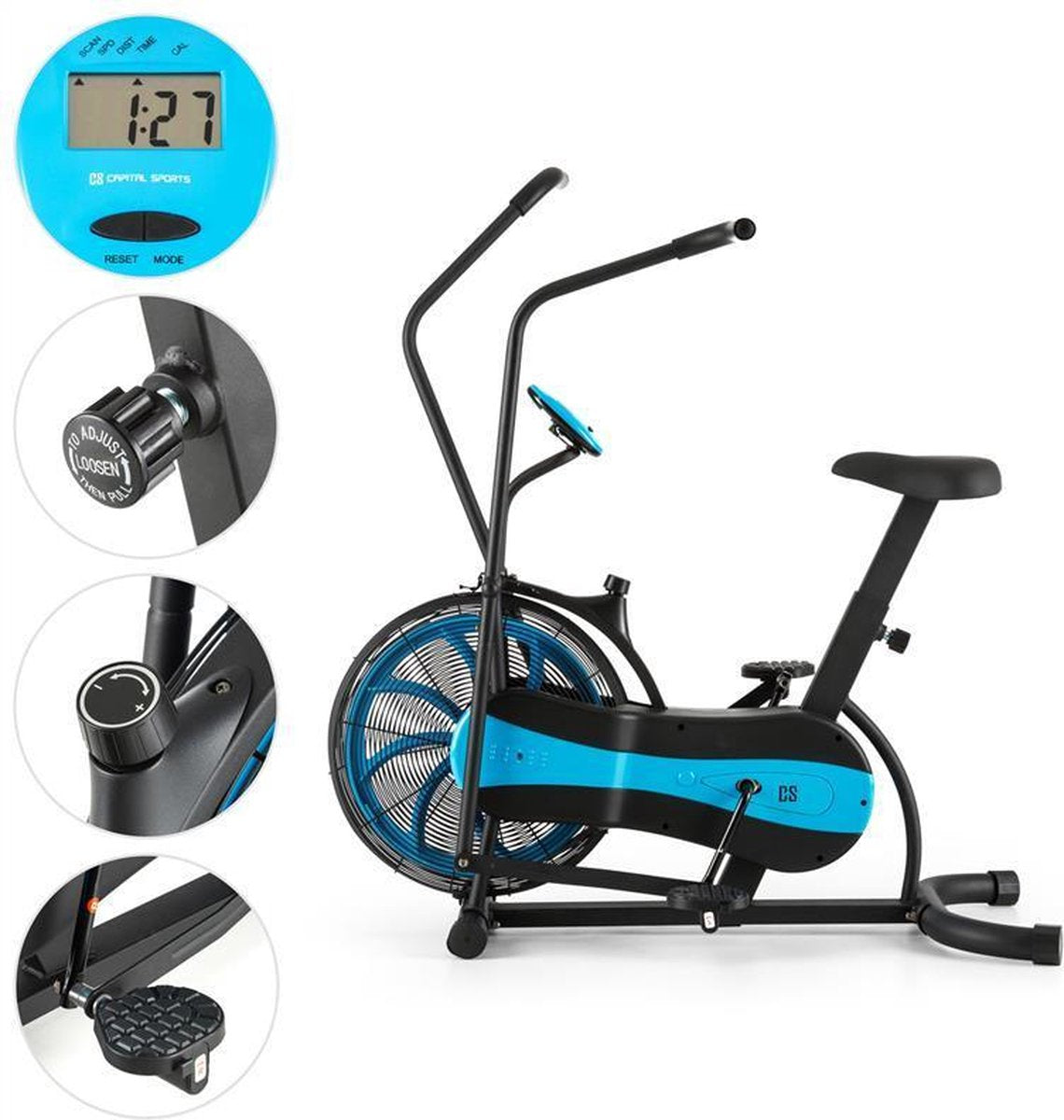 CAPITAL SPORTS Stormstrike 2k Crosstrainer - fietsergometer - hometrainer - Geïntegreerde trainingscomputer - 120 kg max.