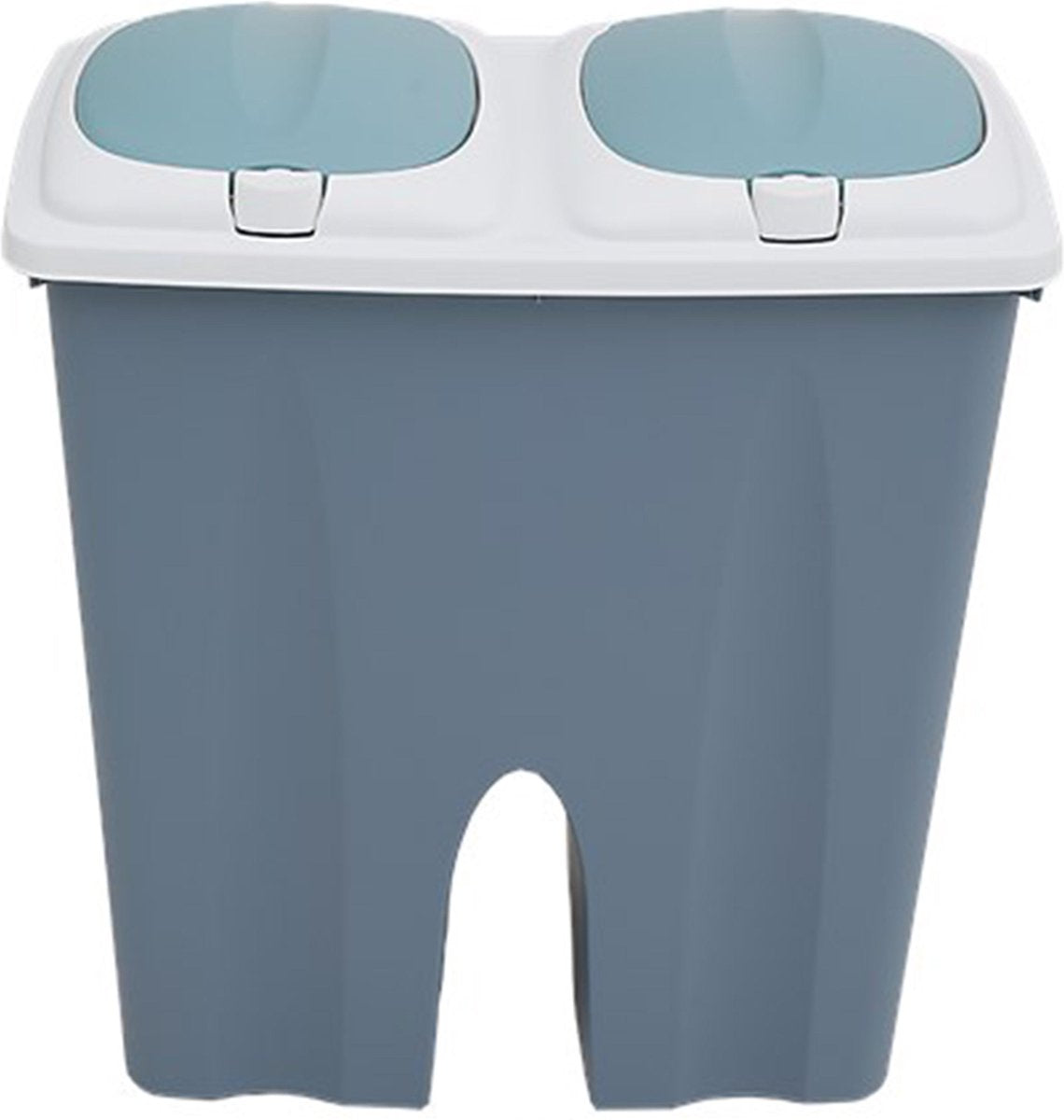 Goedkope Discountershop dubbele vuilnisbak 2 x 25L recycling - afvalbak met 2 deksel - Maat XL- Blauw- 30 x 49 x 53 cm