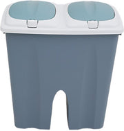 Goedkope Discountershop dubbele vuilnisbak 2 x 25L recycling - afvalbak met 2 deksel - Maat XL- Blauw- 30 x 49 x 53 cm