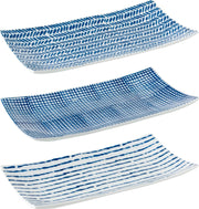 J-Line Schaal Print Porsel Blauw/Wit Assortiment Van 3