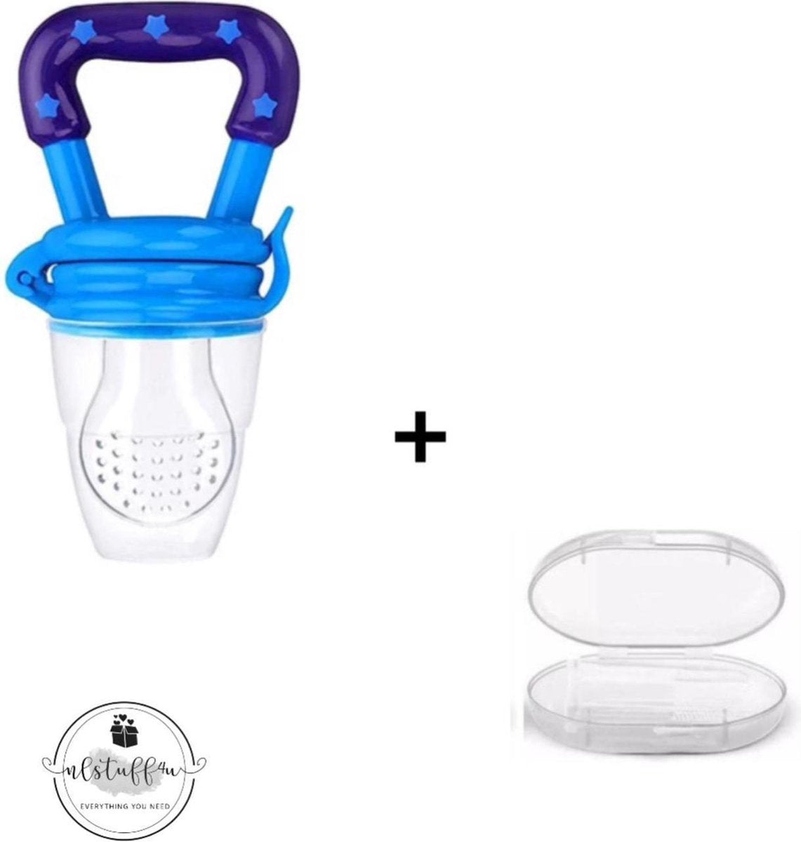 NLStuff4u - Baby fruit speen + Transparant Tandenborstel - fruitspeen - Gezonde speen – Blauw - Fopspeen - Bijtring - zuigbehoefte zuigeling