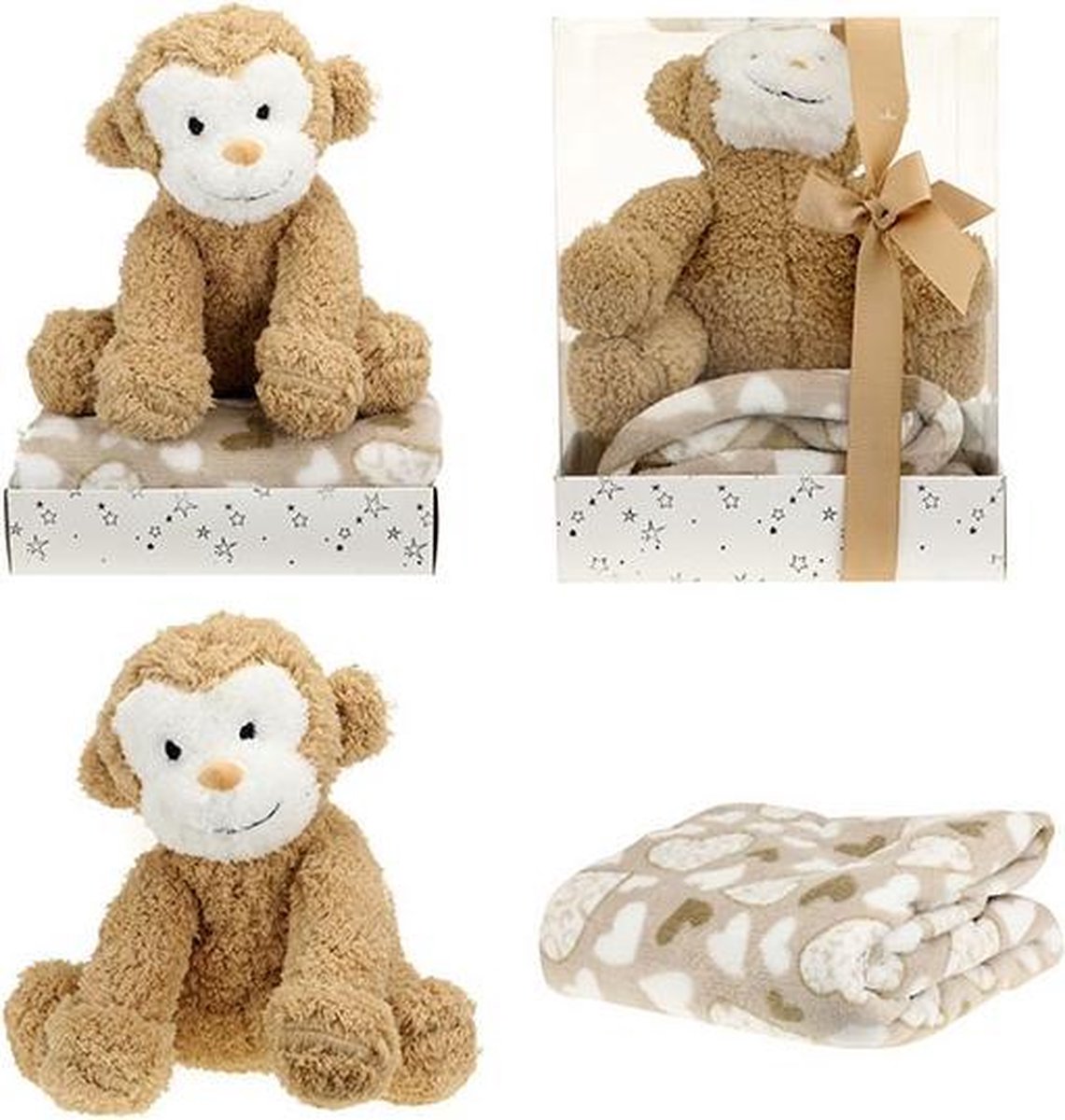 Geboorte Aap Bruin + Deken in Luxe Kadobox