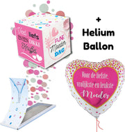 Boemby - Moederdag Cadeautje - Exploderende Confettikubus - Moederdag kaart - Moederdag ballon - Liefste Mama - Moederdag geschenkset - Moederdag cadeau voor mama - Origineel en Uniek