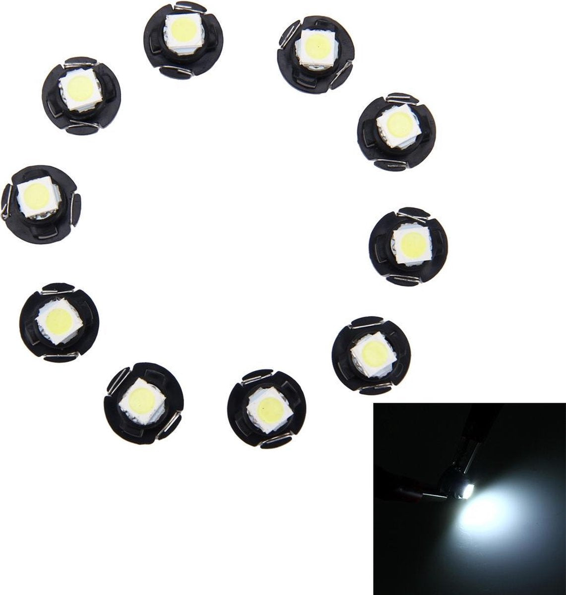 10 STKS 0.5 W T4.7 Wedge Instrument Panel LED Licht Dashboard Gauge Cluster Indicator Lamp (Wit Licht)