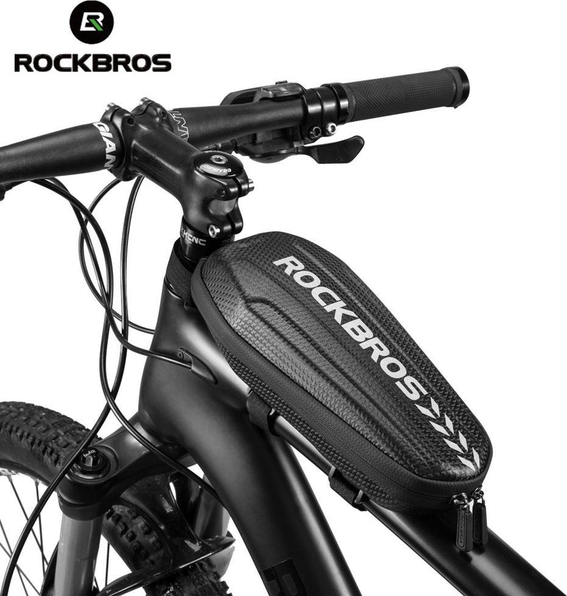 ROCKBROS Zwart Hardshell voorframe Tube fietstas Regendicht  racezadel  Multifunctionele fietstas met grote capaciteit/ROCKBROS noir Hardshell cadre avant Tube vélo sac étanche à la pluie course selle multifonctionnel grande capacité sac de vélo