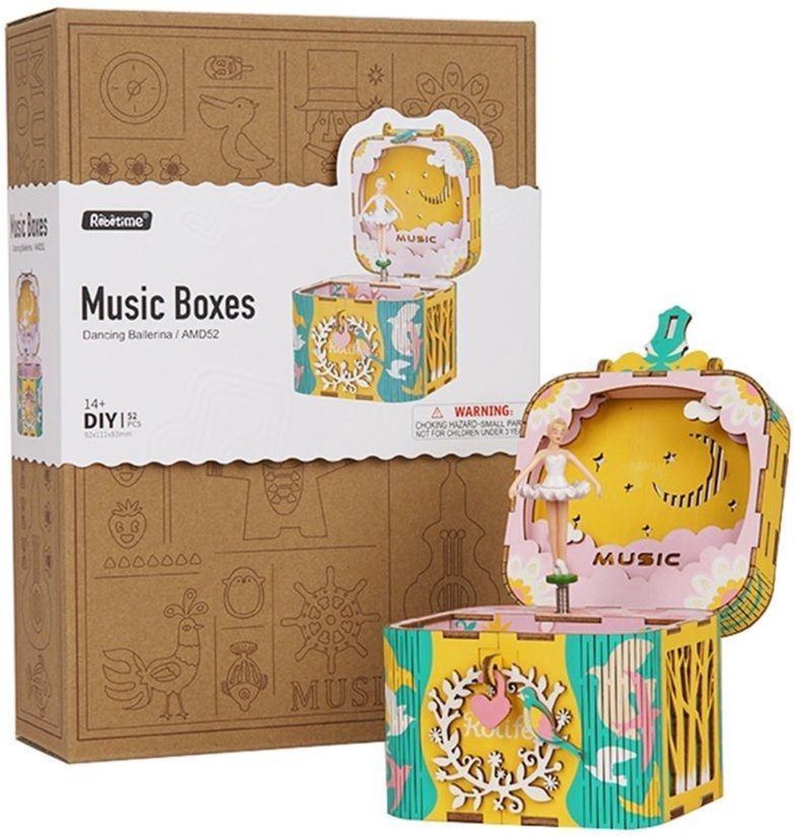 Robotime Dansende Ballerina AMD52 - Houten Modelbouw - Muziekdoos - DIY