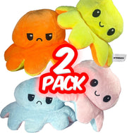 Ultrasativa® Octopus Mood Knuffel - Licht Roze & Licht Blauw - Oranje & Geel - 2 Pack - Omkeerbaar