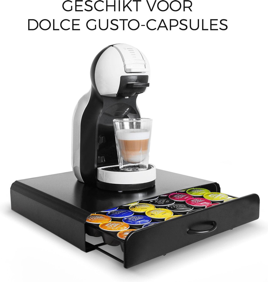 Gadgy Capsulehouder voor Dolce Gusto cups – Koffiecups houder met lade – Zwart - RVS - voor 36 cups