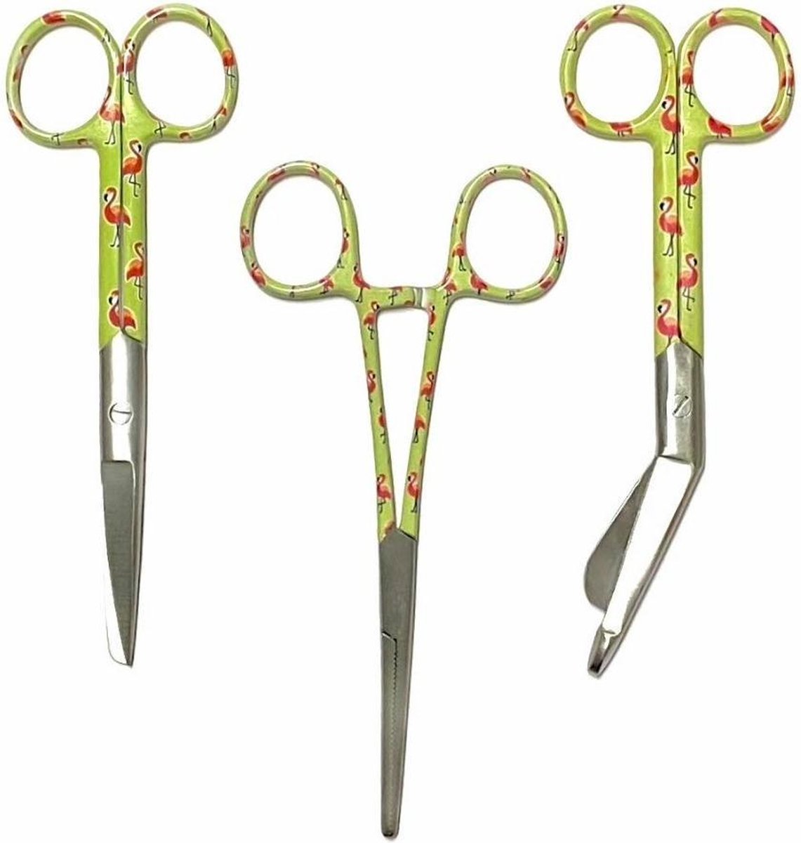 Set Verbandschaar + Chirurgische schaar + Kocher - Print Fashionable Flamingo's