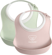 BABYBJÖRN Baby Slabbetje duopack - Pastelgroen-Pastelroze