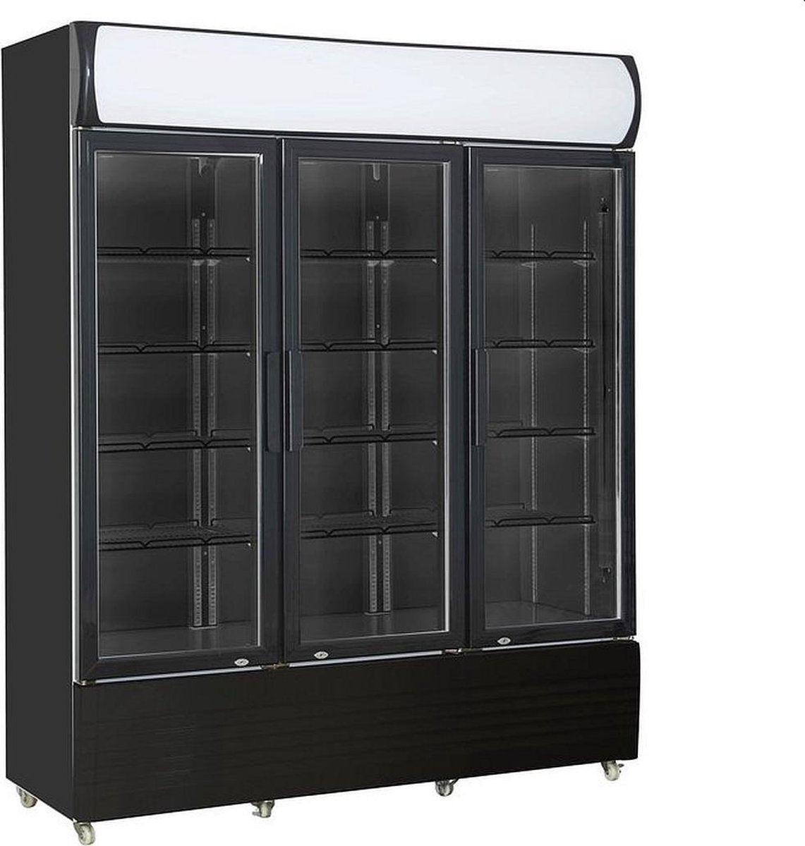 Combisteel Horeca Koelkast  3 GLASDEUREN ZWART FCU-1200 BL
