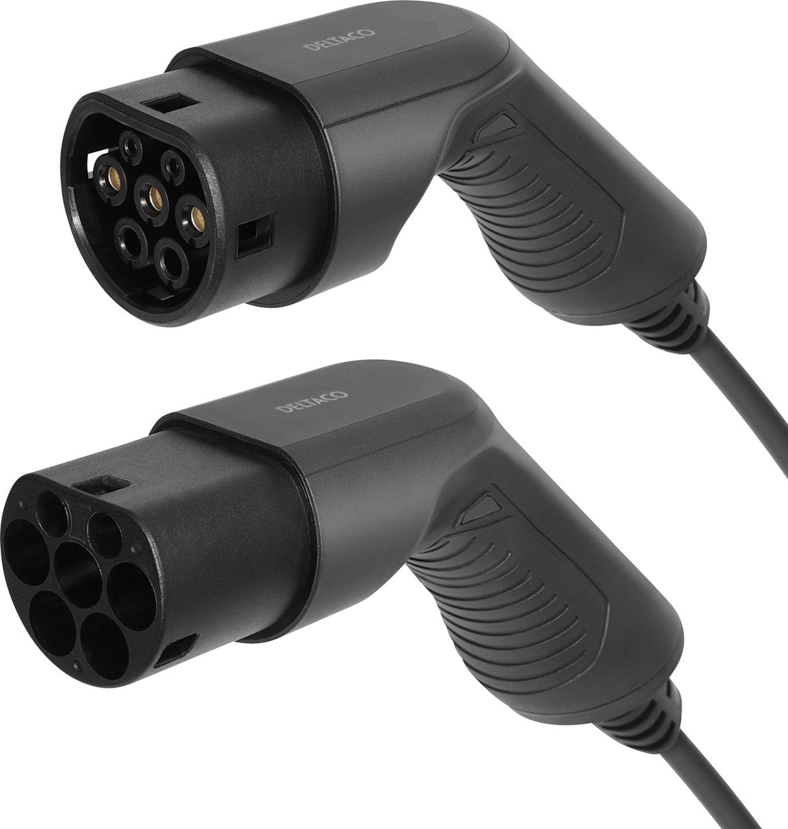 DELTACO EV-1205 e-Charge kabel - Type 2 naar Type 2 - 1-fase -3.6KW- 16A - 5 m - Zwart