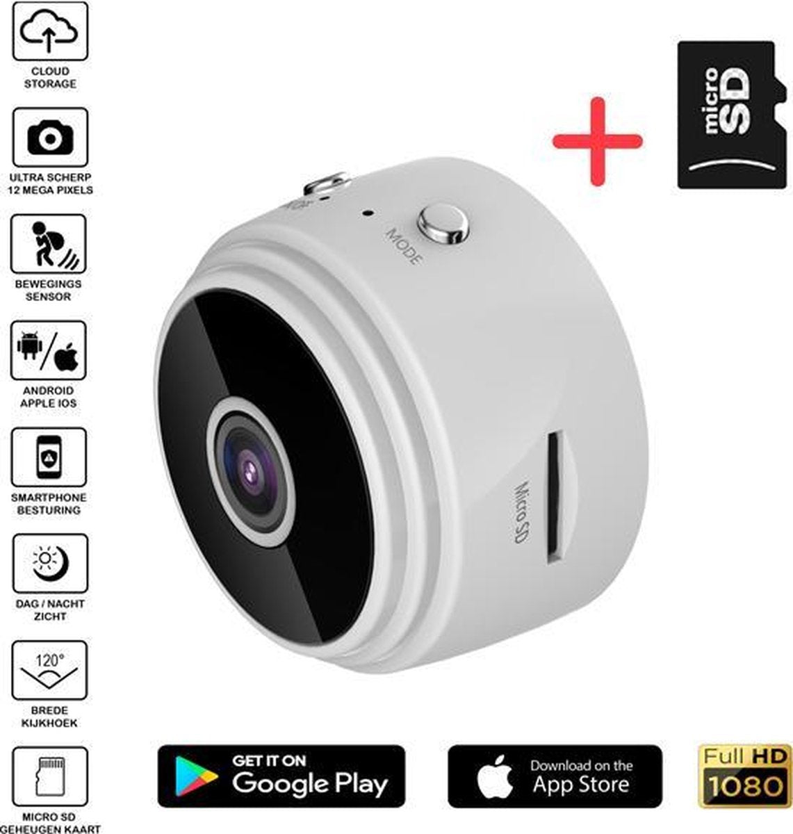 Verborgen Wifi Smart Spy Camera WIT - 1080p High Defenition - Incl. Micro SD geheugenkaart