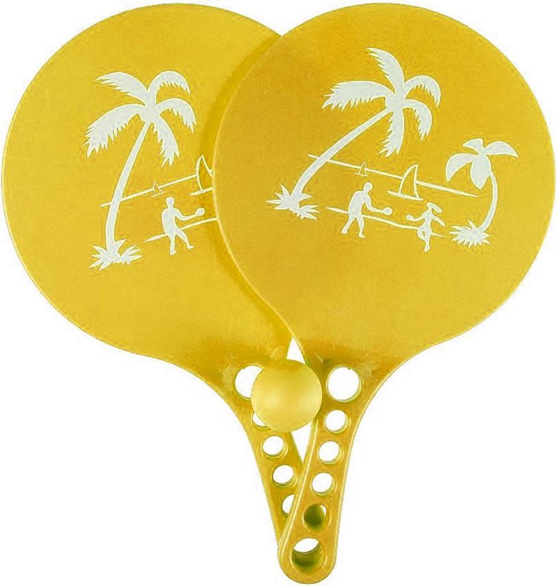 Kunststof beachball set geel - Strand balletjes - Rackets/batjes en bal - Tennis ballenspel