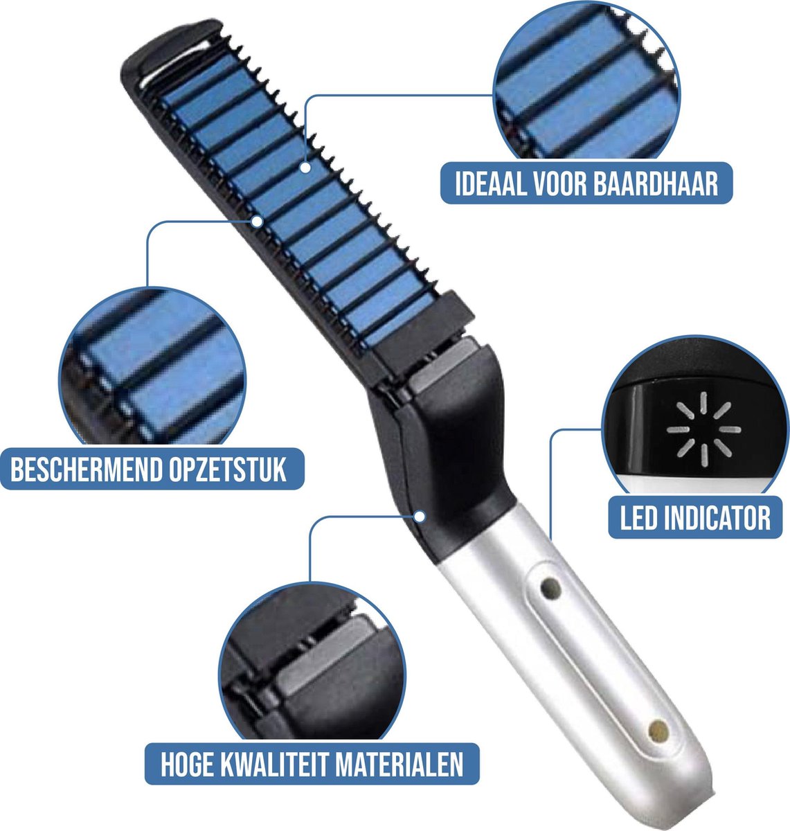 Elektronische Baard- en Haarstijler voor Hoofd en Baardhaar - 2in1 Unisex Stijltang en Baardstijler - Grooming Multistyler Baard en Hoofdkam - Baardverzorging Borstel - Baardborstel - Baardgroei Verzorging - Hairstyling & Beard Straightener