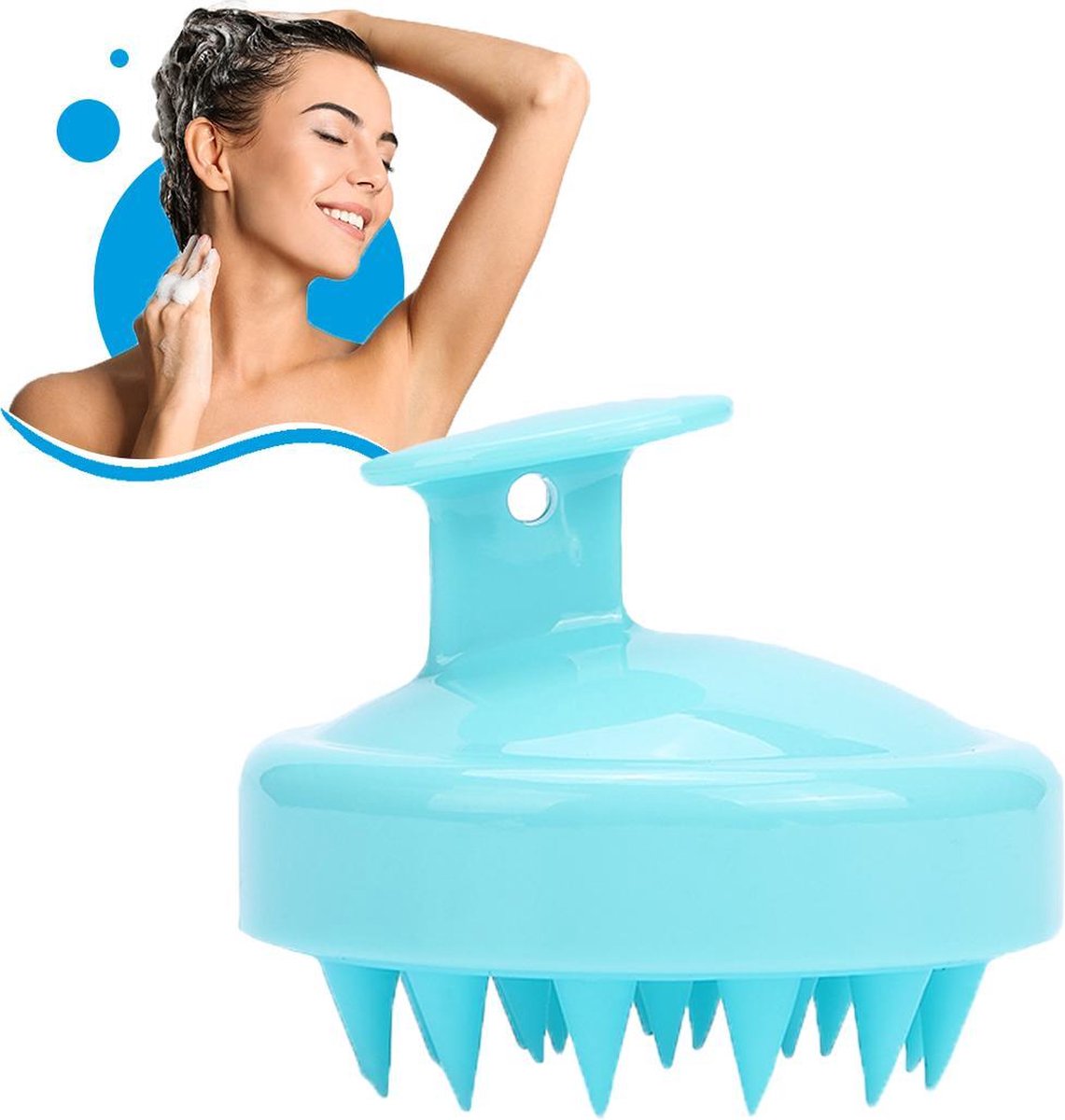 JOLTIA SH3 - Siliconen Haarborstel - Shampoo Brush - Scalp Massager - Massage - No Dandruff - Flaky Brush - Hair Brush - Hairbrush - Haarverzorging - Anti Roos - Haargroei - Gezonde Hoofdhuid - Scrub - Blauw