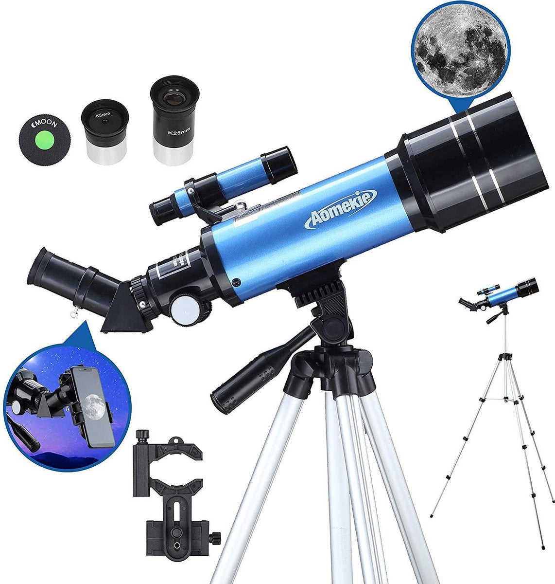 Gutos telescoop 70/400 telescoop Telescoop Astronomische telescoop voor kinderen Beginnende amateurastronomen met aluminium statief