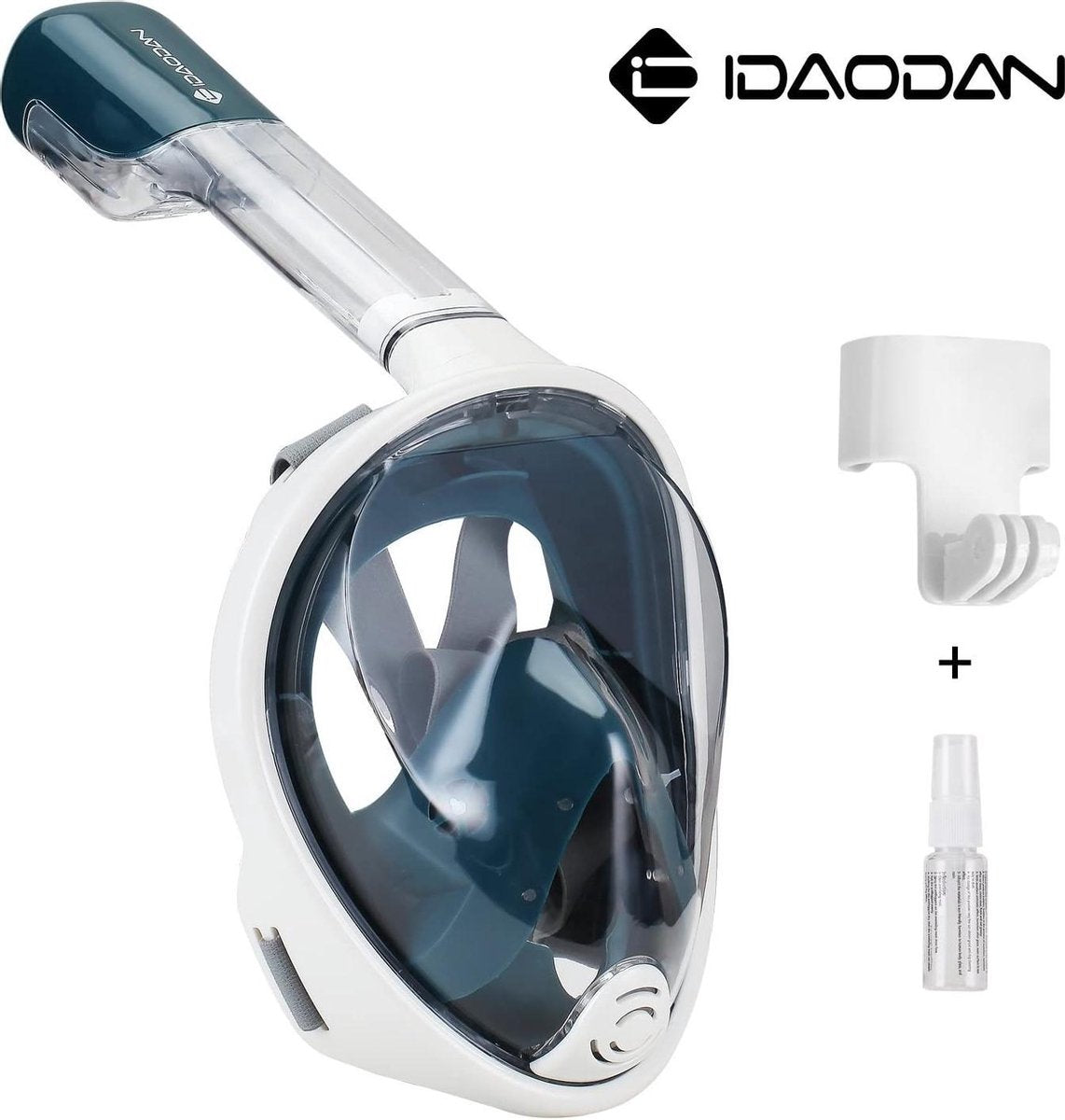 Duikmasker Dark Green | Full face Duikbril met Snorkel | Snorkelset Donker groen - Snorkelmasker | Inc. GoPro aansluiting | Snorkelset | Maat L/XL