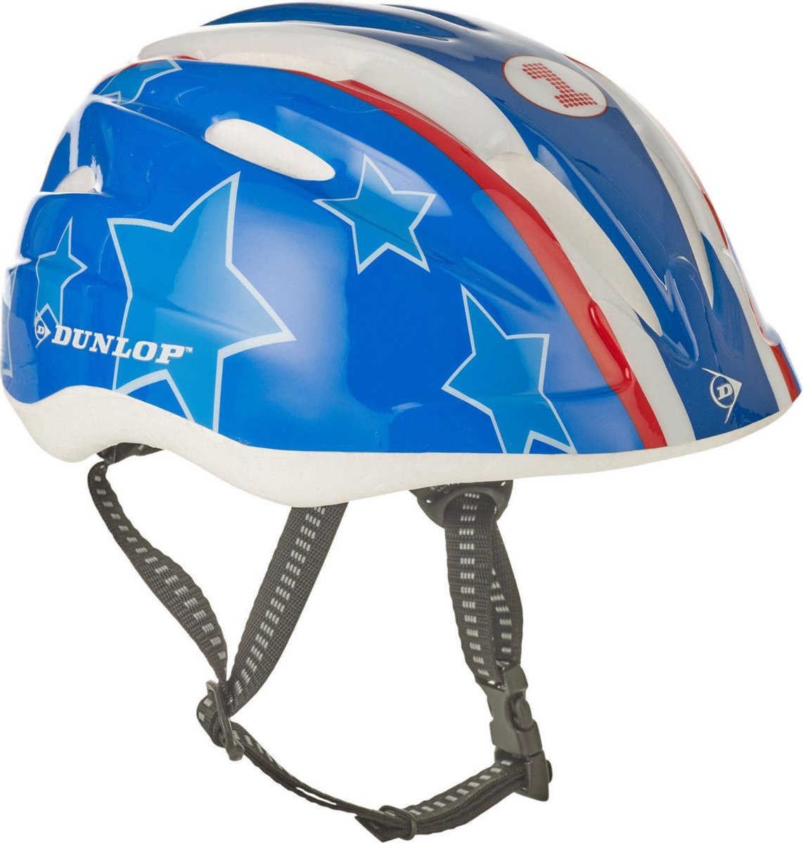 Dunlop Fietshelm Kind Streep Maat 48/52 Cm Blauw/wit