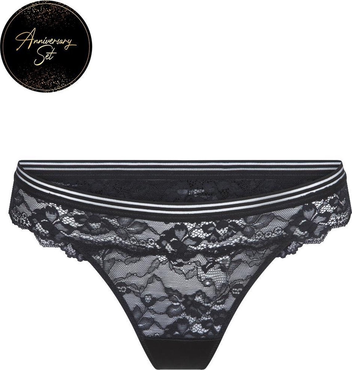 LingaDore - Anniversary - String Zwart - maat L - Zwart