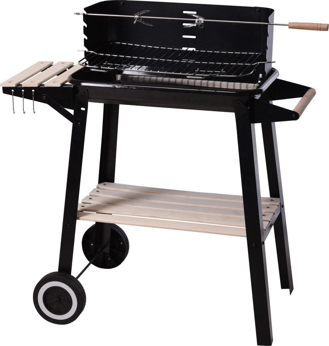 Bbq Barbecue Op Wielen 54 Cm Rvs Zwart