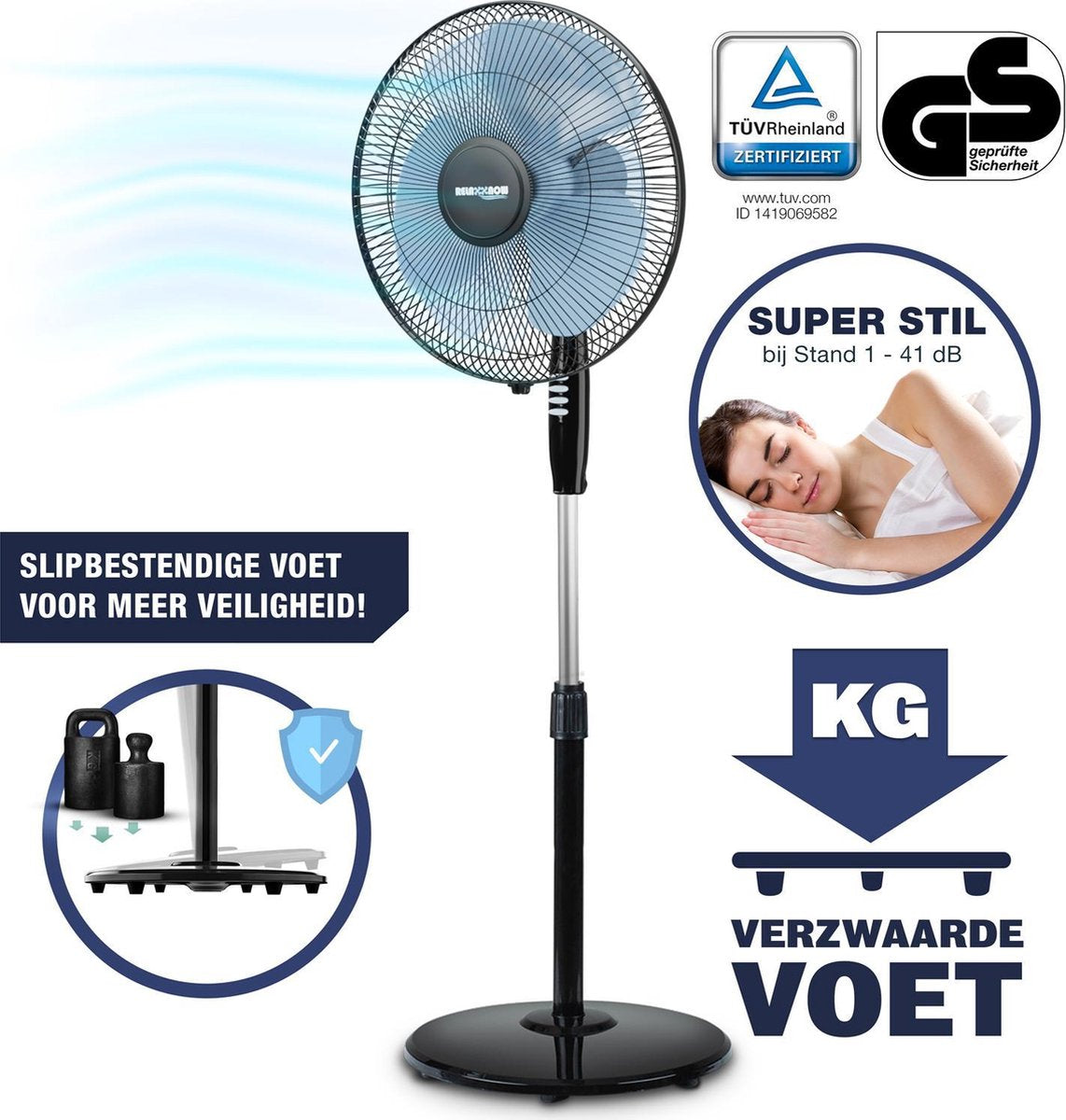 RelaxxNow VTX100 staande ventilator-oscillerende ventilator-Ø41cm