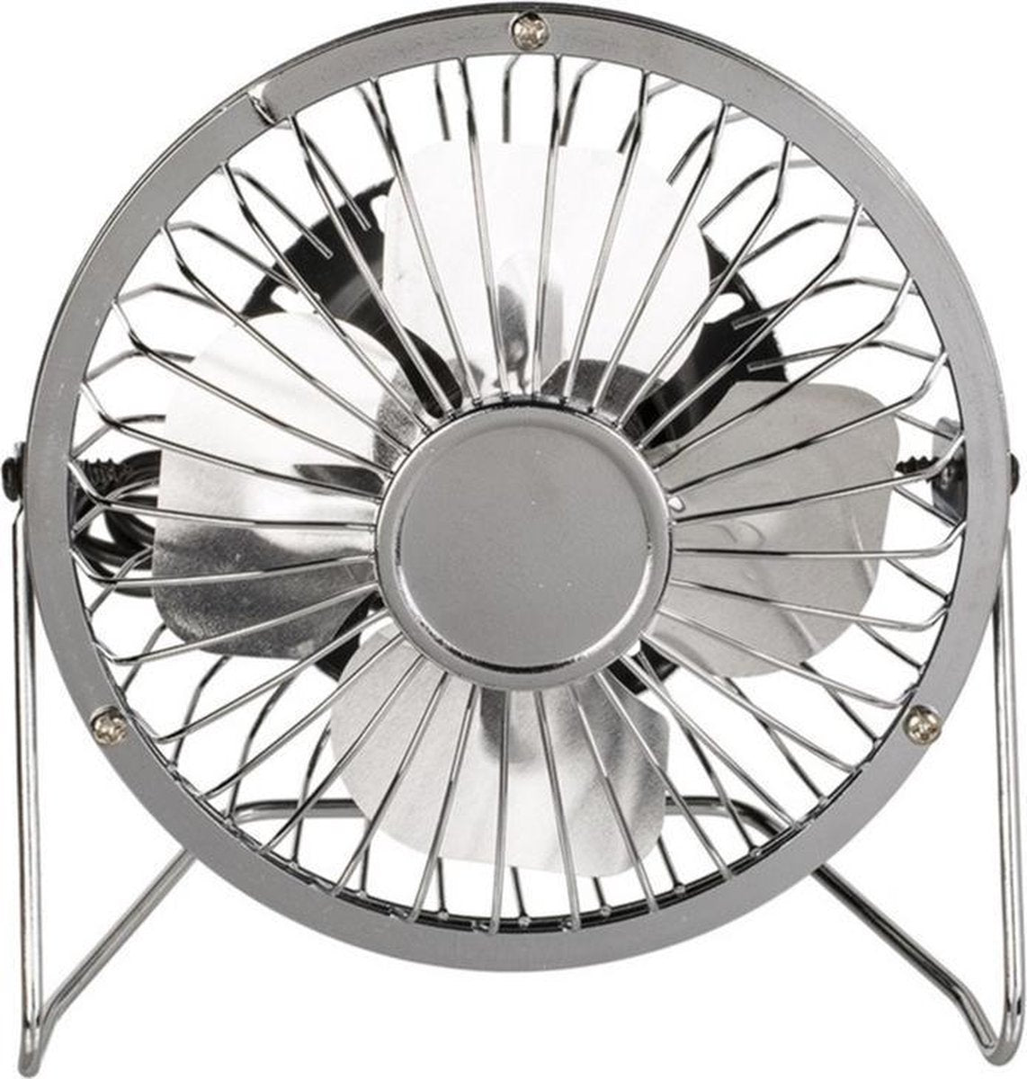 Kleine bureau/tafel ventilator in het zilver 15 cm met usb aansluiting - metaal - verkoeling op kantoor/thuis