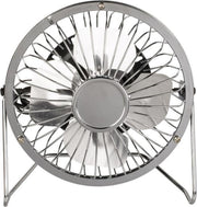 Kleine bureau/tafel ventilator in het zilver 15 cm met usb aansluiting - metaal - verkoeling op kantoor/thuis