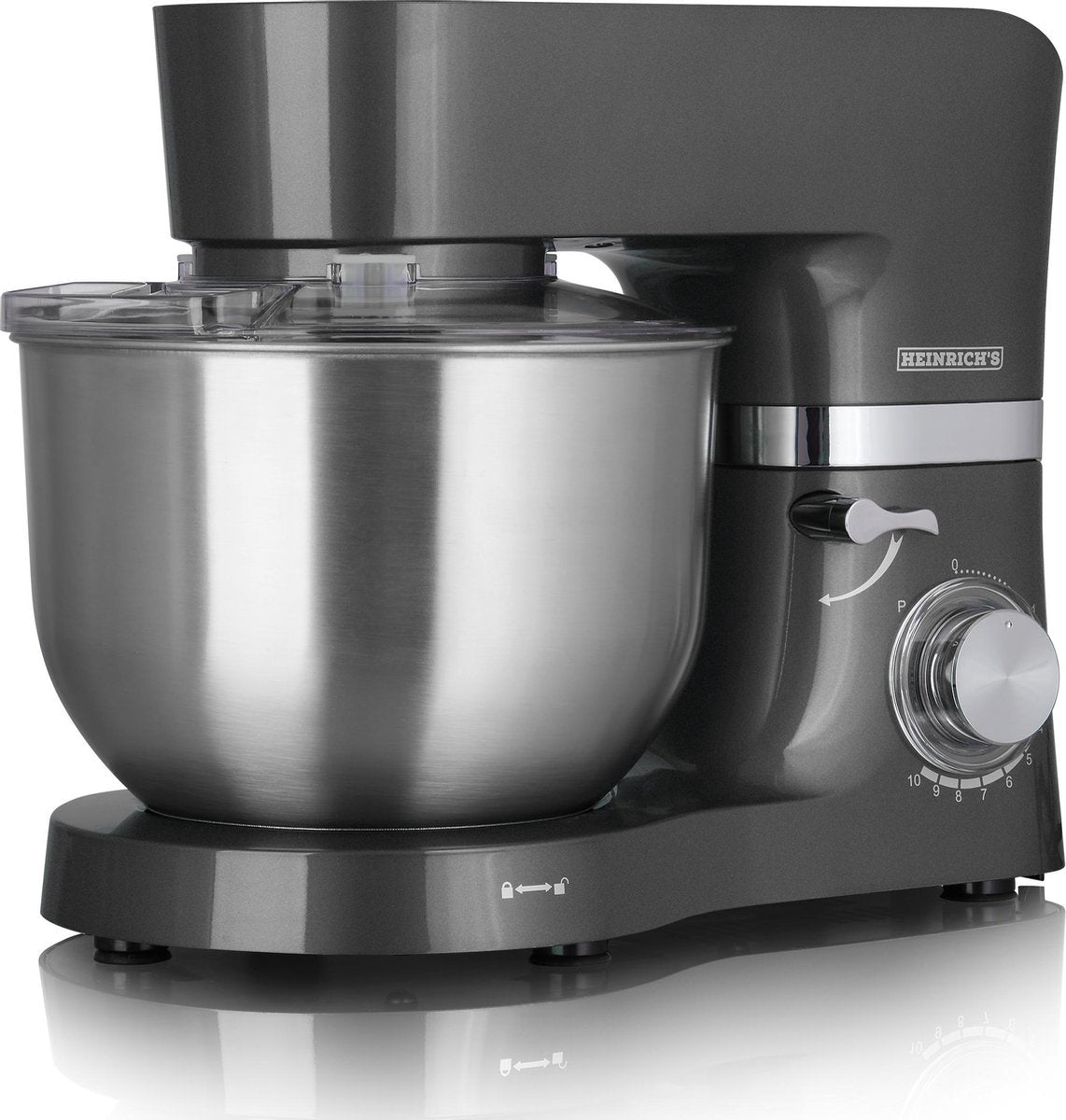 Heinrich´s HKM 6278 - keukenmachine - 1300 Watt - XL - antraciet.