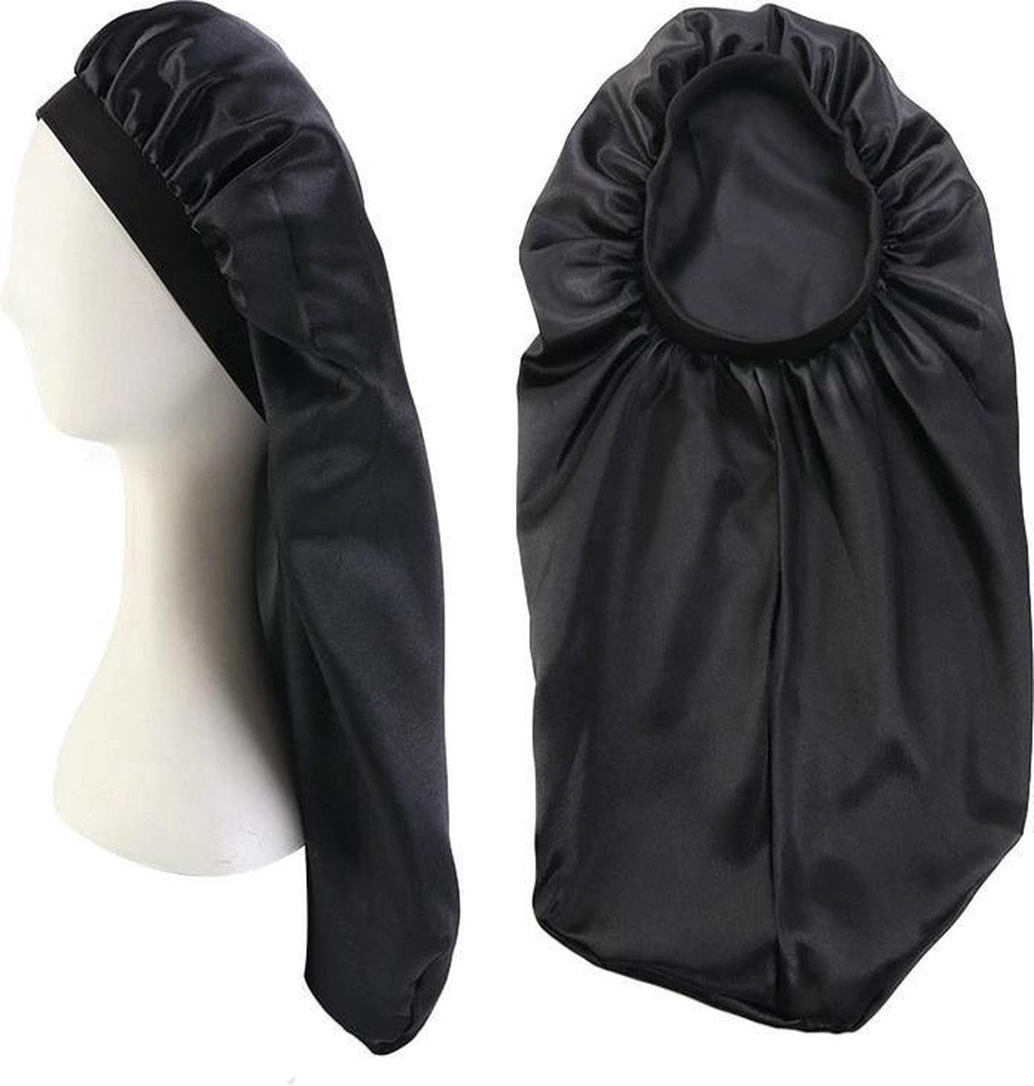 Afabs® Satijnen Bonnet voor Dreadlocks / Braids / Rasta - Zwarte Dreadsock / Satijnen Slaapmuts / Hair Bonnet