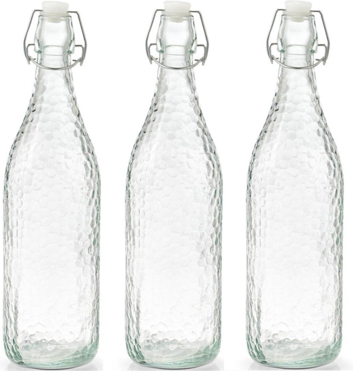 5x Glazen flessen transparant met beugeldop 1000 ml - Zeller - Keukenbenodigdheden - Woondecoratie - Tafel dekken - Koude dranken serveren/bewaren - Olie/azijn flessen - Decoratie flessen