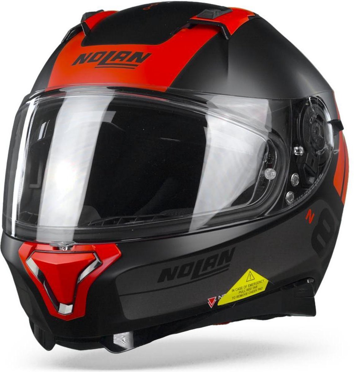 Nolan N87 Plus Distinctive 24 Flat Black Red Integraalhelm - Motorhelm - Maat L