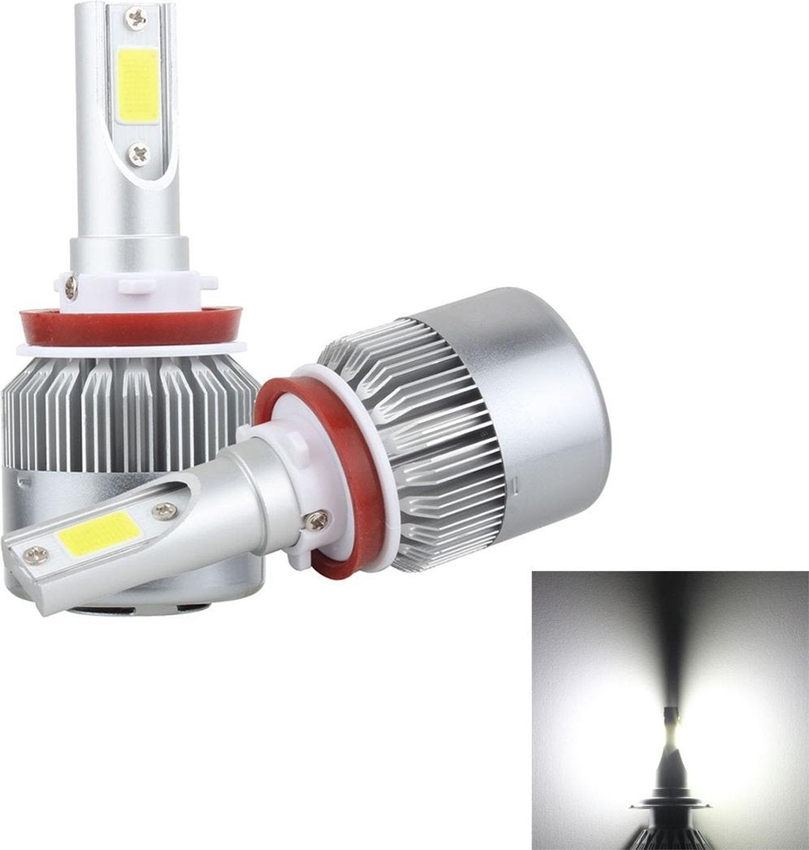 2 STKS H8 / H9 / H11 18 W 1800 LM 6000 K IP68 Casnbus Constante Stroom Auto LED Koplamp met 2 COB Lampen