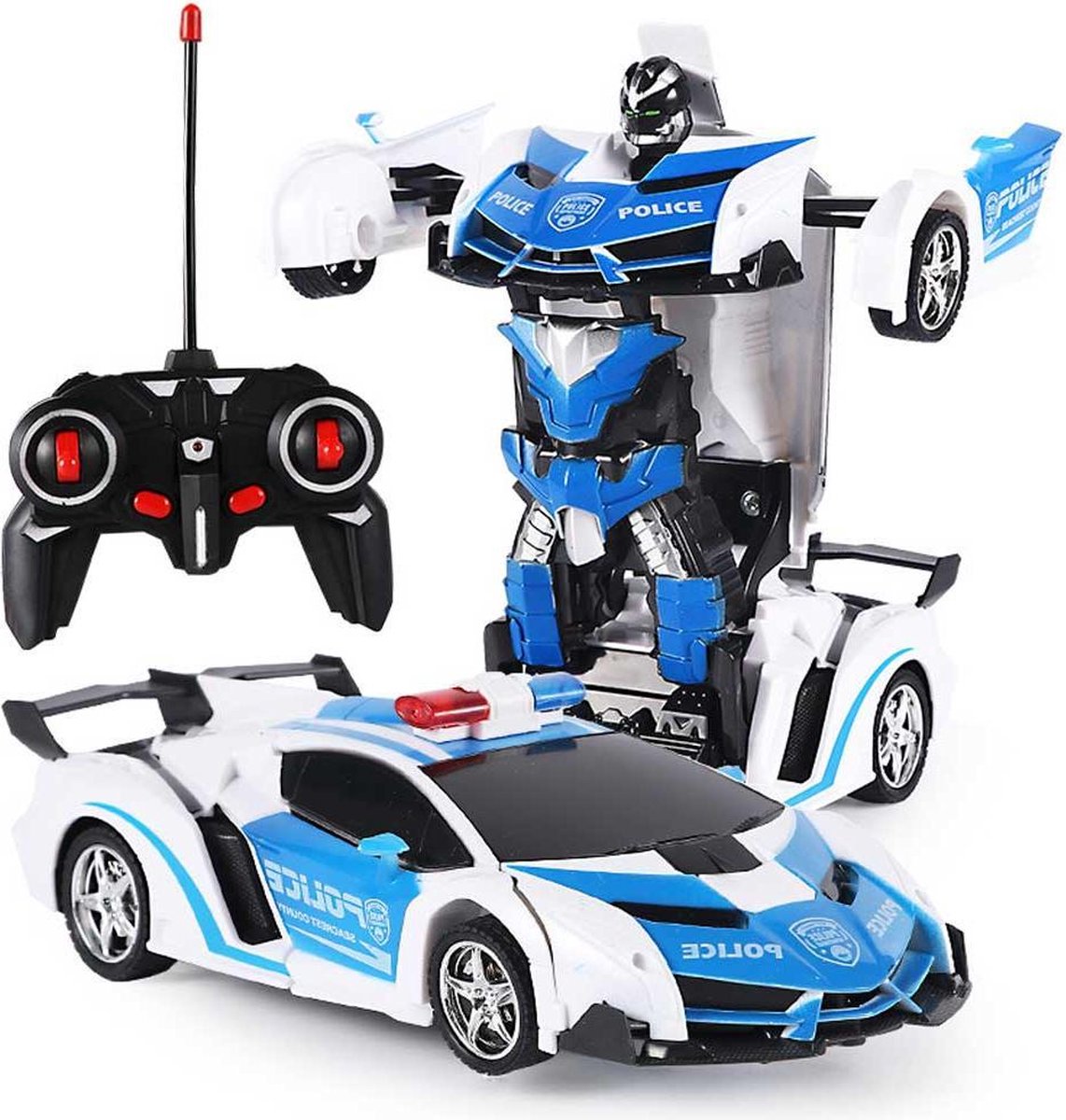 Huntex RC transformerende auto/robot - 2 in 1 - Afstandsbestuurbare Auto - Gratis Batterijen - Politie - Police Car - Lamborghini - Neonlicht - Radiografische - Speelgoed Auto