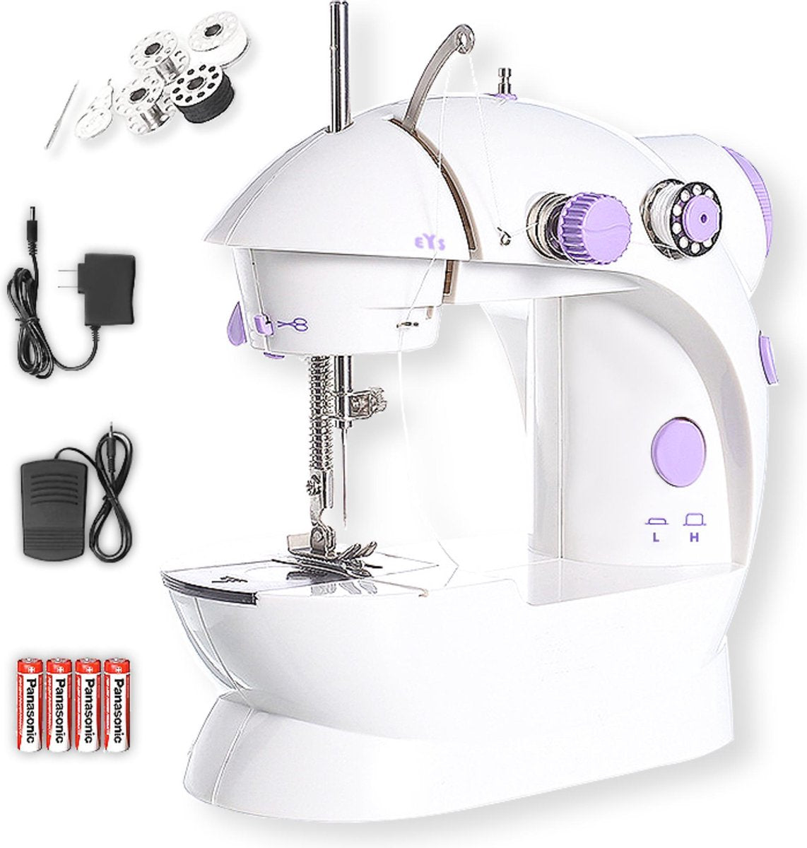 Mini Naaimachine - Draadloos - Inclusief Adapter + 4 AA Batterijen - Met Spoelen Garen en Accessoires - Elektrisch